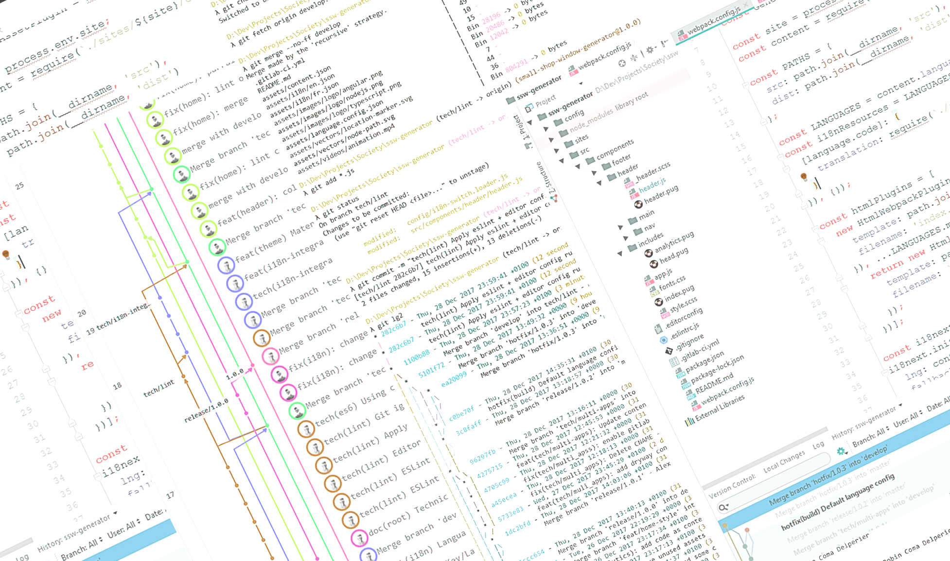 Combinación entre Entorno de Desarrollo Integrado + terminal + gráfico Git