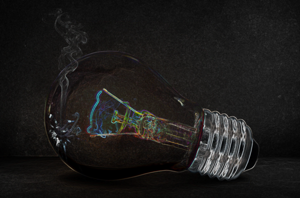 Broken and smoking bulb